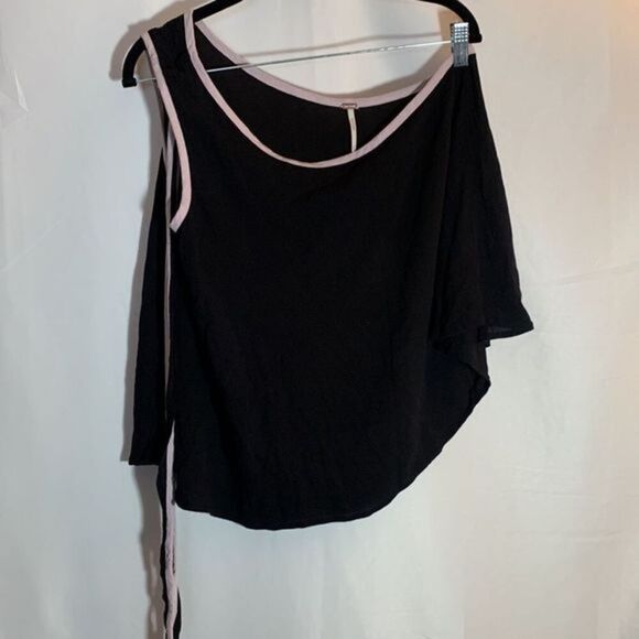 Free People One Shoulder Black & Purple Tie Tank Top NWT - Picture 4 of 6
